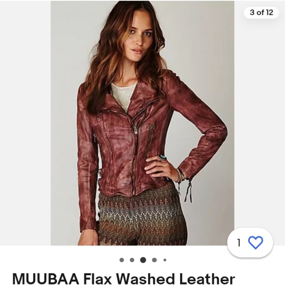 Muubaa Burgundy Leather Jacket